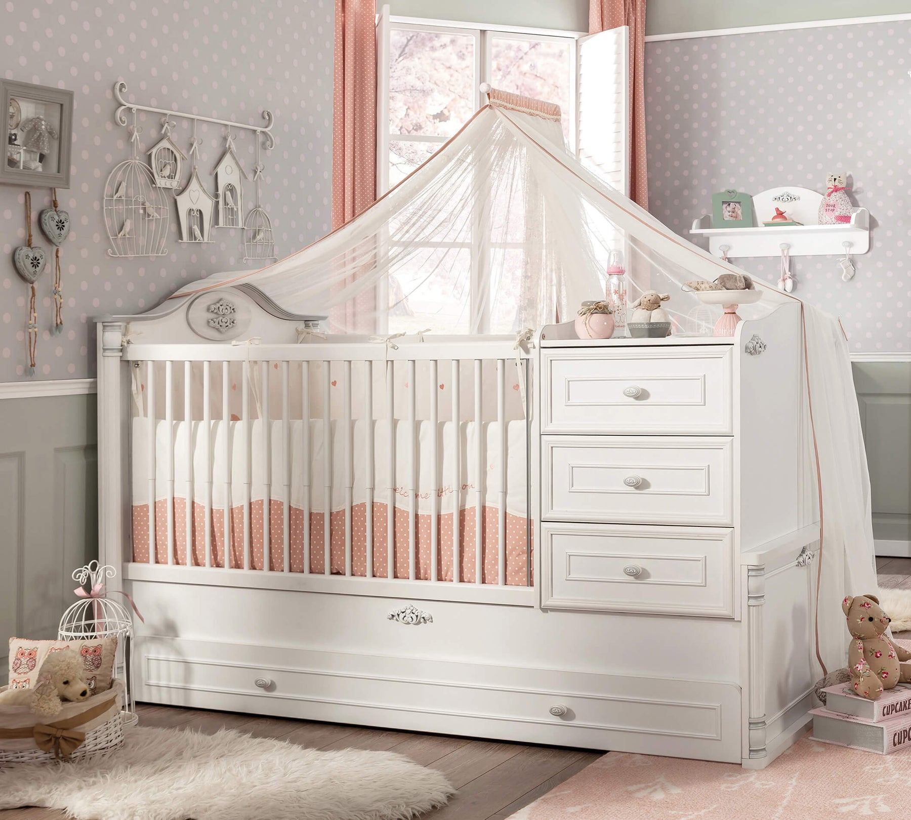 Baby Romantic Büyüyen Bebek Karyolası (Ebeveyn Karyolalı) (80x180 cm)1 Baby Romantic Voksende Babyseng (Med forældreseng) (80x180 cm) - Billede 1