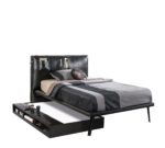 Mørk metal seng med opbevaringsplads (90x190 cm) - Billede 3