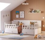 Daybed uden tag, seng i cremefarve (med underseng) (100x200 cm)