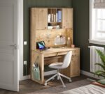 Mocha bredt skrivebord (med enhed)