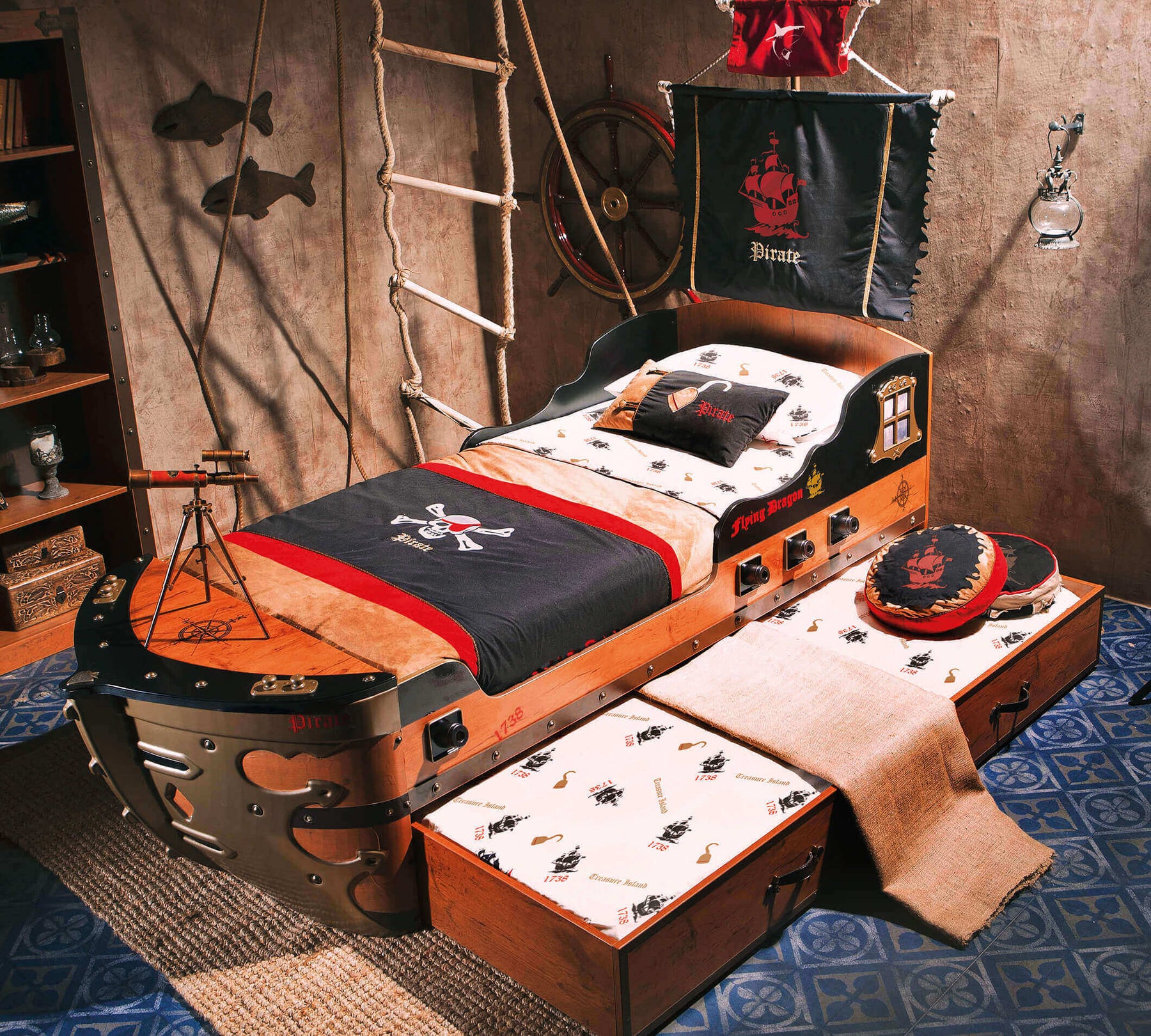 Pirate Alt Karyola (90x180 cm)1 Pirate Underseng (90x180 cm) - Billede 1