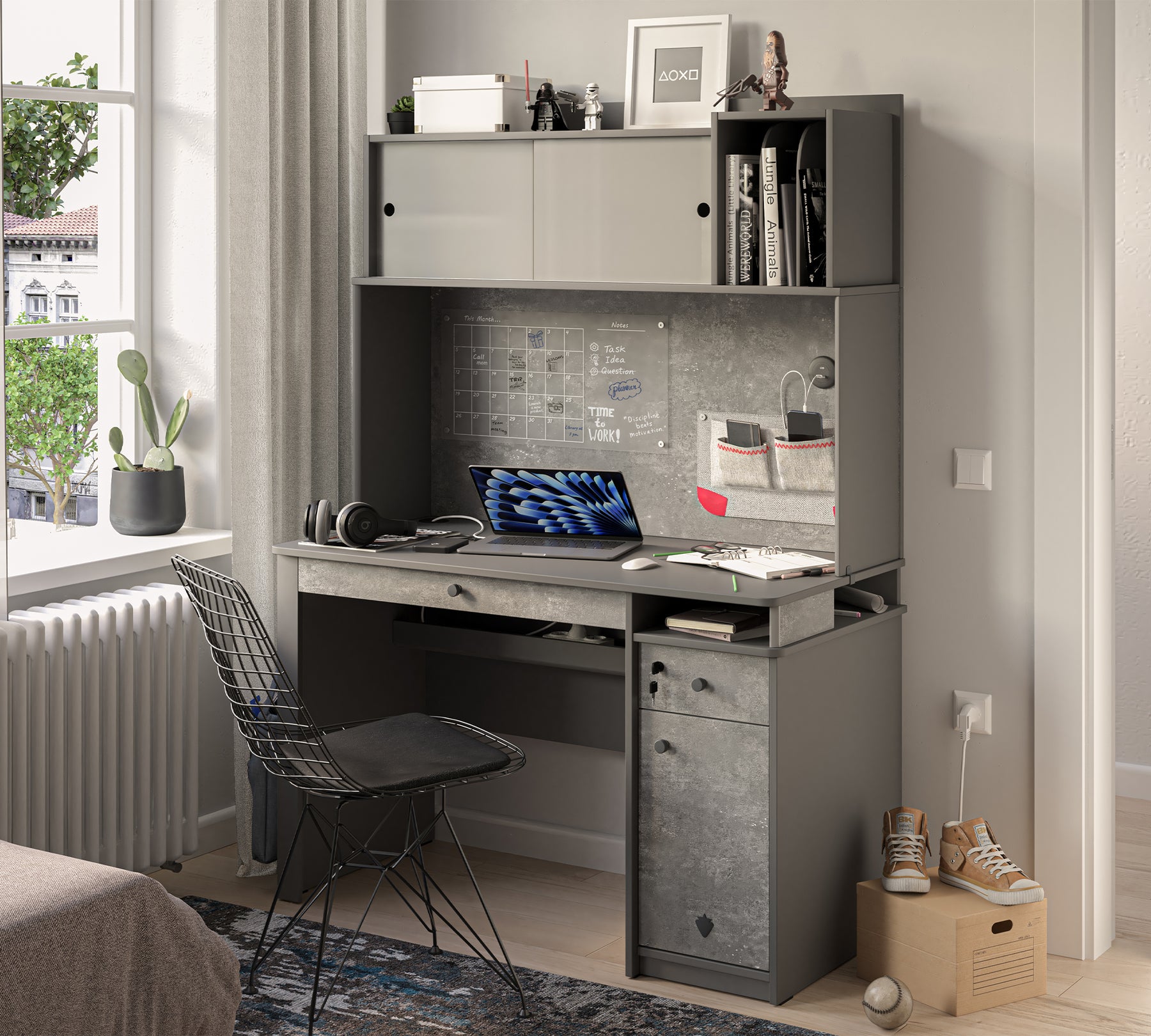 Space Gray Geniş Çalışma Ünitesi1 Space Gray Bred arbejdsstation - Billede 1